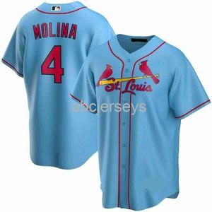 Yadier Molina＃4 Light Blue Baseball Jersey XS-6XL