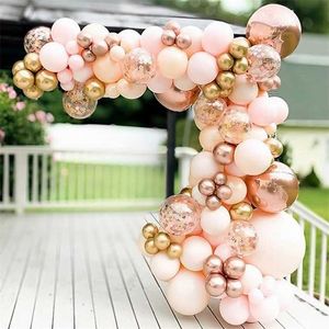 96pcs Macaron Balloon Garland Arch Kit Rose Gold Confetti Latex Balloon Wedding Adult Kids Birthday Party Decoration Baby Shower 211216