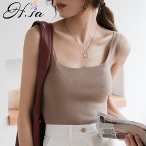 H.SA Elegante senza maniche Sexy Women Maglione Strap KNIT Vest Off spalla Slim lavorato a maglia Top Moda femminile Abiti estivi 210417