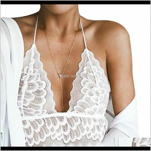 Tanks Camis & Tees Womens Clothing Apparel Drop Delivery 2021 Wholesale- Women Hollow Bralette White Translucent Underwear Sheer Lace Strap L