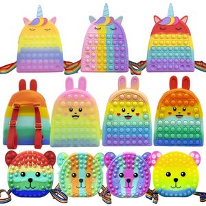 Fidget Toys Easter bunny Sensory Bubbles Pop Backpack Simple Dimples Big Size Finger Popping Decompression Adult Kids Travel School Bags Education Games