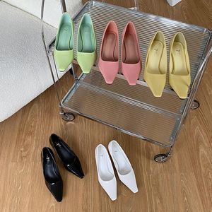 Scarpe eleganti 2022 Arrivi Décolleté da donna Pelle verniciata Verde Rosa Giallo Nero Bianco Primavera Autunno Lavoro d'ufficio Tacchi medi sottili