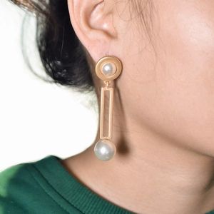 Carvejewl Simulated Pearl Earrings Round Long Rectangle Hollow Out Drop Dangle Earring Pink Glitter Stone European Women Jewelry & Chandelie