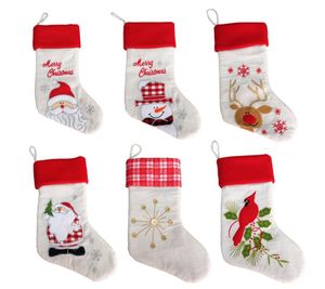 Noel Noel Baba Çorap Kardan Adam Hediye Çantası Nakış Noel Çorap Ağacı Asılı Dekorasyon Için Parti Dekor Süsler 6 Stilleri DD639