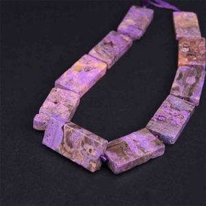 15.5"strand Natural Purple Jades Center Drilled Rectangular Slab Loose Beads,Raw Ocean Agates Slice Nugget Pendant Jewelry