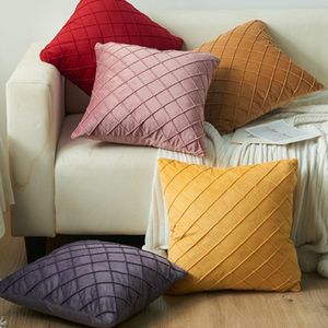 Cushion/Decorative Pillow High Quality Netherlands Velvet Home Use Living Room Soft Solid Color Decorative Striped Cushion For Sofa Couch Be