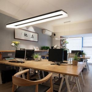 Pendant Lamps Creative LED Work Office Chandelier Nordic Style Postmodern Rectangle Front Desk Cafe Restaurant Lighting Fixture