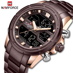 NAVIFORCE Herrenuhr Top Luxusmarke Uhren Quarz Militär Sport Armbanduhr Datum Wasserdicht Stahl Männliche Uhr Relogio Masculino 210517