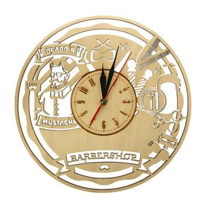 Relógios de parede Modern Design Barbearia Relógio de Madeira Decoração de Casa Acessórios para Salão Penteado