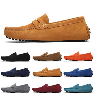 En yeni marka olmayan erkekler rahat süet ayakkabılar siyah koyu mavi şarap kırmızı gri turuncu yeşil kahverengi erkekler tembel deri ayakkabı üzerinde kayma Eur 38-45