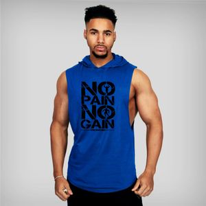 Mens Hooded T Shirt Gyms Clothing Mans Bodybuilding Tank Tops Boys Sleeveless Vest Sweatshirt Fitness Workout Sportswear 794