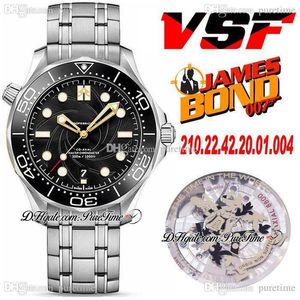 VSF Diver 300M 42mm 007 A8800 Автоматические мужские часы с черным текстурированным циферблатом 210.22.42.20.01.004 Браслет из нержавеющей стали Orbis Non Sufficit Super Edition Puretime