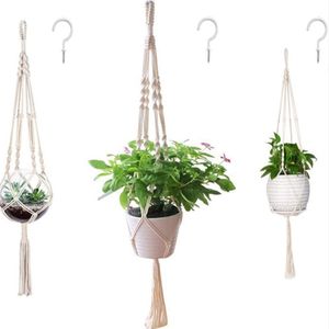 3pcs/set Garden Decorations Hanging Baskets Macrame Handmade Rope Pot Holder flower Plant Hanger ropes basket net bag Flower For Indoor Outdoor Home Decor