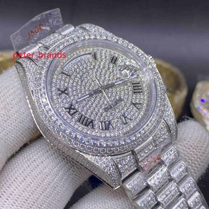 NUOVO orologio di lusso da 40 mm cinturino in diamante pieno di alta qualità Orologi da uomo automatici moda Cassa in acciaio inossidabile 904 argento Lato del quadrante diamantato