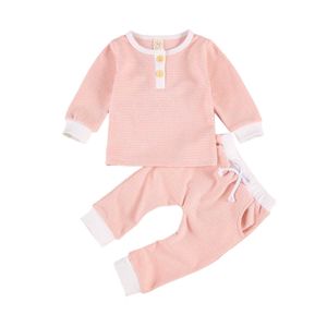 0-24m Höst Vinter Spädbarn Baby Girls Boys Outfits Långärmade Toppar + Byxor 2st Kläder Set G1023