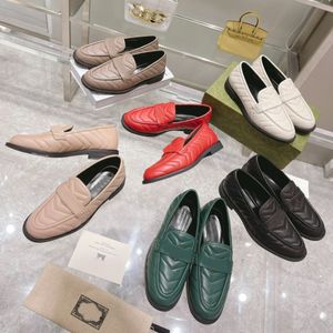 Women Loafers Designer Shoes Women Boat shoe leather round toe casual flat shoes All-match Tricolor Black Beige green With box size 35-40