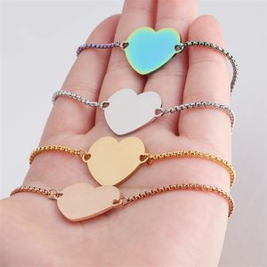 Roestvrij staal hart armbanden voor vrouwen romantische sieraden op maat gegraveerde gepersonaliseerde verstelbare armband ketting armband liefde Q2