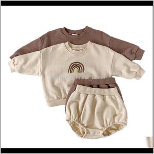 Sets Baby, & Maternity Drop Delivery 2021 Baby Boys And Girls Clothing Kids Casual Long Sleeve Rainbow Pullover Sweatshirt Tops + Shorts Chil