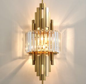 Post modern light luxury crystal wall lamp living room TV background creative atmosphere bedroom bedside aisle stairs