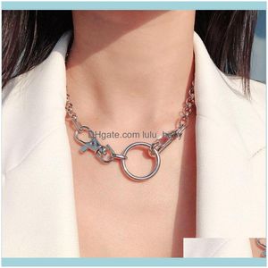 Цепочки подвески ювелирные украшения хип -хоп ожерелье с круглыми замками для женской девочки металлические коренастые ожерелья для цепи