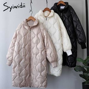 Syiwidii ​​casaco de inverno jaqueta mulheres outono grosso quente casual baiacu parkas bubble streetwear harajuku coreano longo outwear 211108