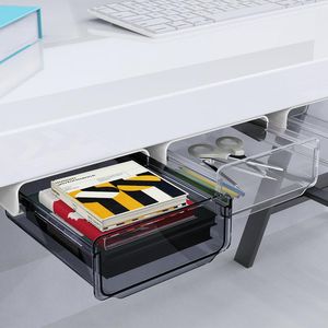 Gavetas de armazenamento sob a gaveta de mesa auto-bastão de lápis Bandeja sub-draada caixa de papelaria oculta Stand Home Office Supplies Organizer