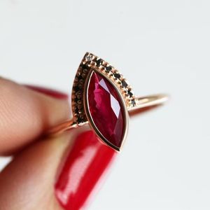 Cluster Rings Natural Rhombus Ruby Ring Cubic Zirconia Women Luxury Ladies Jewelry For Party Mother's Gift Brilliant CZ Wedding