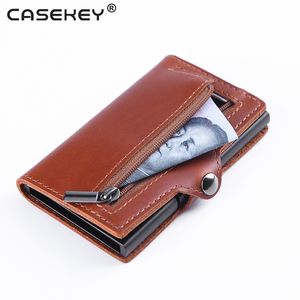 Мужчины Casekey Натуральный кожаный держатель для кожи Slim Pocket Coin Coinse кошельки