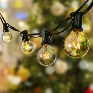 25ft G40 Globe String Luzes Fadas de luzes com lâmpadas claras Pendurando interior ao ar livre para casamento de festa de gazebo