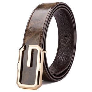 Men leather fashion personality young business leisure cowhide belt middle-aged smooth buckle A2