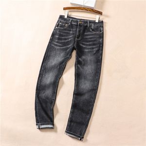 202SS Designer Męskie Dżinsy Luksusowe Design Dżins Slim-Leg Jean Spodnie Casual Popularny Gray Elements High End Quality High Street Biker Zipper Spodnie US Rozmiar W29-W38