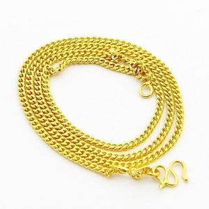 Chains Wholesale 24K Gold Filled 2mm Link Chain Necklace For Pendant Fashion High Quality Yellow Color Women Jewelry Accessories