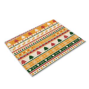 42x32cm Árvore de Natal Floco de neve Impresso Calor-resistente a linho de algodão tapetes de cozinha Acessórios de jantar Mesa de jantar