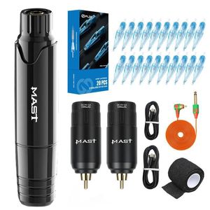 Macchina per penna rotativa con kit tatuaggio wireless Mast P10 con set di 2 aghi per cartucce batteria