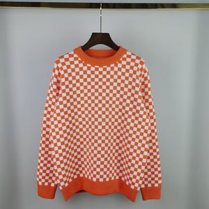 21 ss herren frauen designer jacquard pullover checkerboard gitter druck casual hochwertige mode männer wild top orange