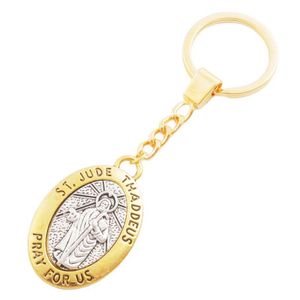 St.Jude Thaddeus be för oss 2 tums hängande nyckelringar Travel Protection Nyckelring K1778 Katolska Charms Keychain