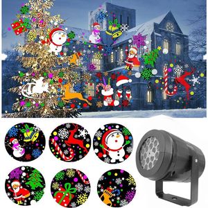 LED Efekt Light Christmas Snowflake Świąteczne Światła projektora 16 Wzory Obrotowe Lampy projekcyjne na imprezę KTV Barze Wakacje