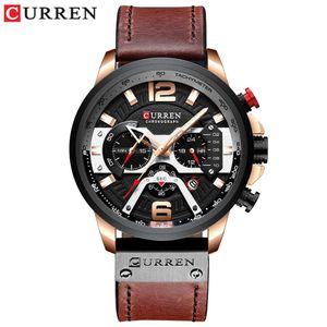 Часы Mens Curren 2020 Новые роскошные кожаные часы для мужчин Водонепроницаемые кварцевые часы мужской бренд спортивный хронограф Relogio Masculino Q0524