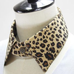 Women Fuzzy Detachable False Fake Collar Vintage Leopard Animal Print Lapel Choker Necklace Decorative Blouse Accessory Neck Ties