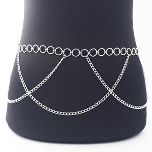 Other Fashion Luxury Female Waist Chain Small Aluminum Circle Splice Belts For Women Party Dress Decoration Silver Color Belt Jewelry