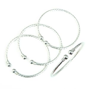 Silver Plated Openable 4pcs Dubai India Charm Cute Cuff Bracelet For Women Girls Bangles Free Size Hand Jewelry Arab Gift