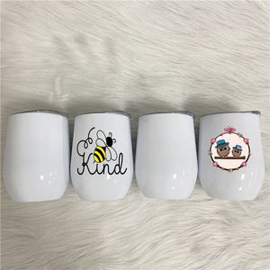 Sublimation Wine Tumbler 12oz Champagne Glass Mug Stainless Steel Insulated Milk Cup Heat Transfer Coating Egg Shape Cups
