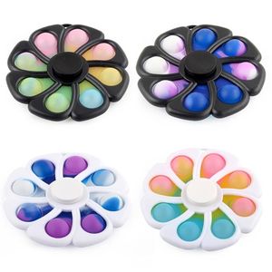 Mini Push Bubble Toys Fidget Pop Toy Anti Stress Autism Decompression Novel Finger Spinner 2in1 Combo Kids Gifts a09 a42