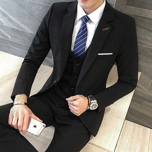Wholesale black man tailor made suit for sale - Group buy Men s Suits Blazers Slim Fit Black Man For Wedding Tuxedos Three Piece Notched Lapel Jacket Pants Vest Tailored Made Male Blazer