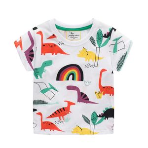 Jumping Meters Ankunft Baumwolle Sommer Tiere T-Shirts für Jungen Mädchen Dinosaurier Druck Kinderkleidung Kinder T-Shirts Tops 210529