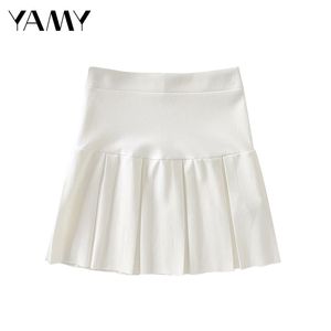 Moda donna A-Line a vita alta da tennis pieghettata Mini gonna stile preppy Slim Solid Casual Kawaii Abbigliamento 210629