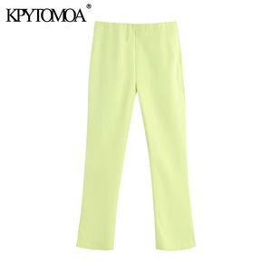 Mulheres Chic Moda Escritório Desgaste Mini Flare Calças Vintage Cintura Alta Cintura Zíper Feminino Calças Calças Pantalones 210416