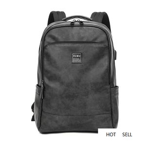 Wholesale large laptop backpacks for sale - Group buy Men s Laptop Backpack School Bags for Men Large Capacity Leather Travel Backpack USB Purse Mochila Para