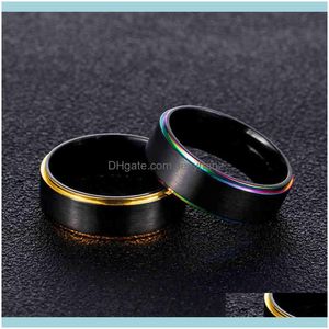 Cluster Rings Jewelrytrendy 7Mm Men Wedding Band Two Tone Colorful Black Polished Ring Per Couple Drop Delivery 2021 Qgck4