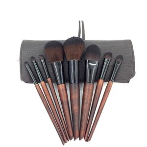 8 pcs imitação Ebony maquiagem pincéis conjuntos de madeira manusear profissionais maquiagem ferramentas kit escova de olho cabelo macio adequado para iniciante